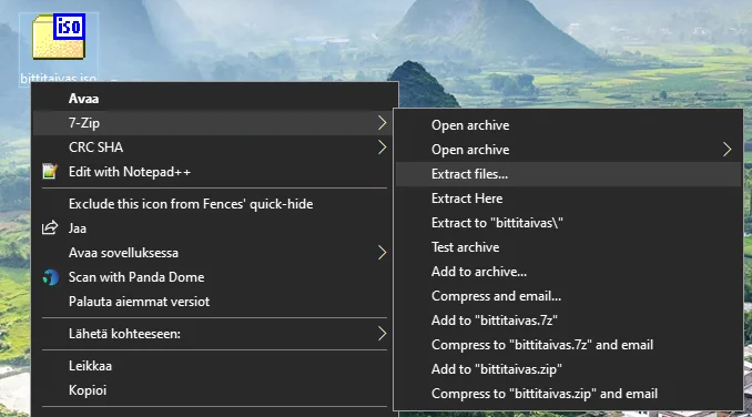 7-zip avaa iso tiedosto