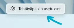 Avaa tehtäväpalkin asetukset