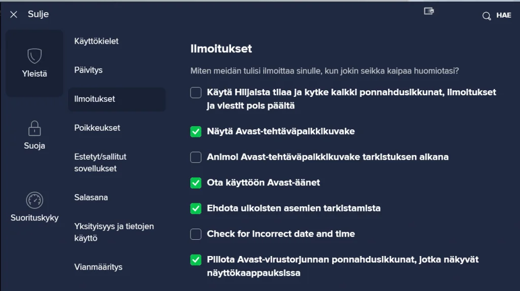 Avast Virustentorjunta Asetukset