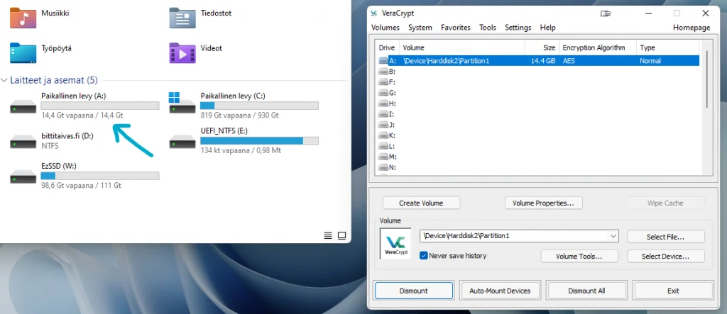 Avattu salaus VeraCrypt