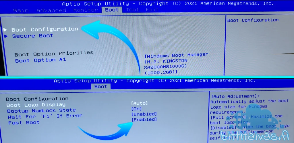 BIOS Pikakäynnistys Fastboot AMD Emolevy