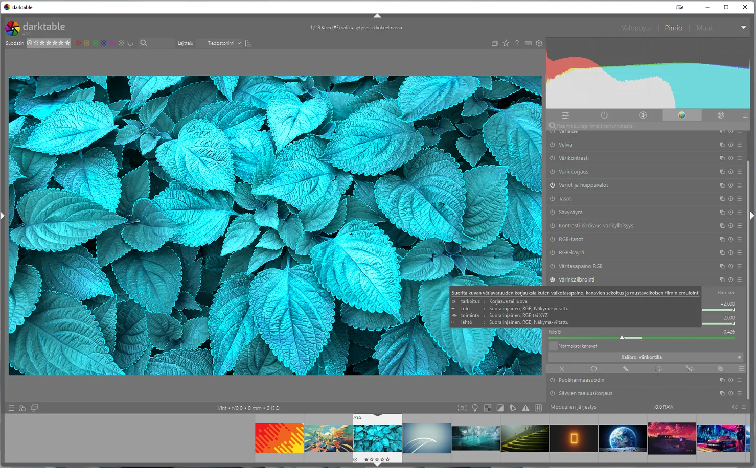 Darktable kuvanmuokkausohjelmisto