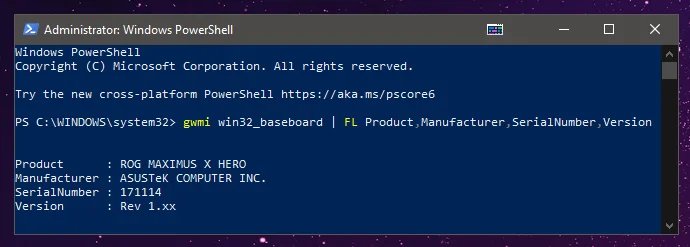 Emolevyn tiedot PowerShell