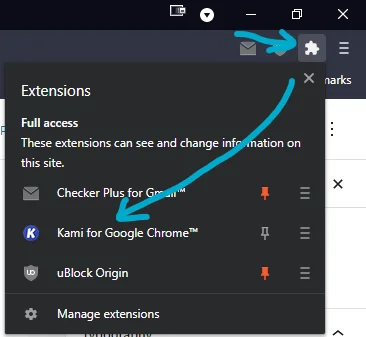 How to open Kami PDF Editor Extension