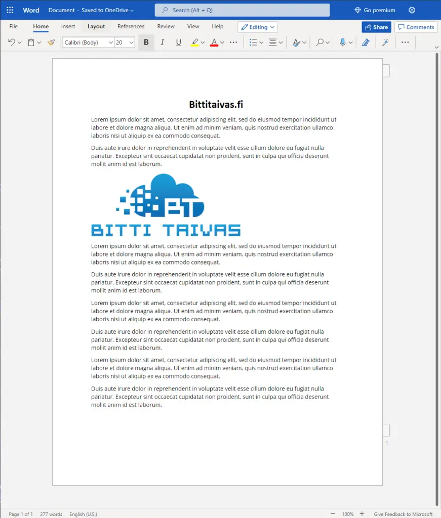 Microsoft Office 365 Tekstinkäsittely Ohjelma