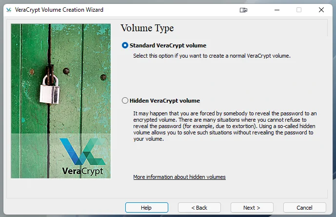 VeraCrypt levyjaon tyyppi