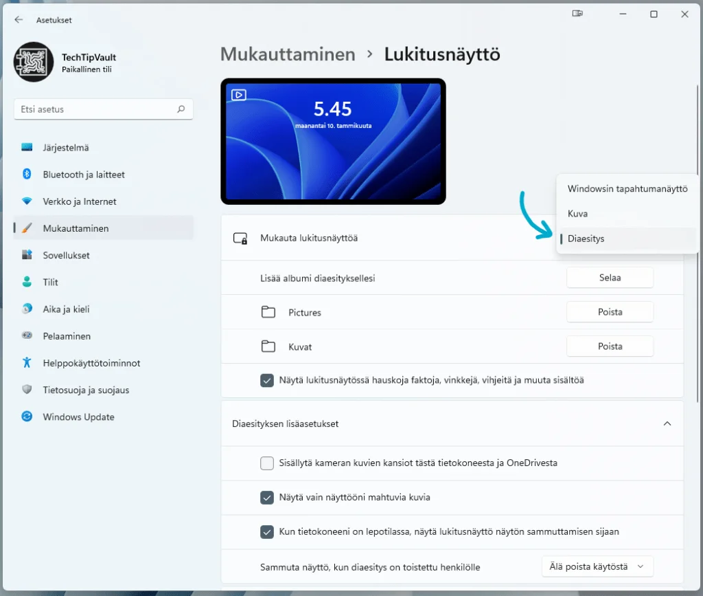 Windows 11 Lukitusnäytön taustakuva