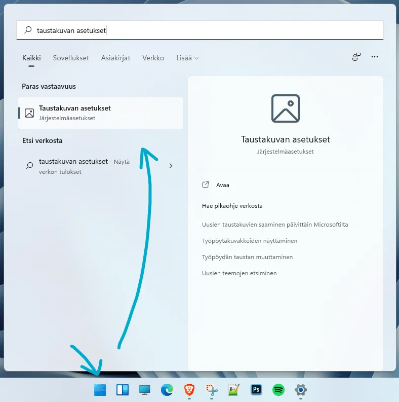 Windows 11 Taustakuvan Asetukset