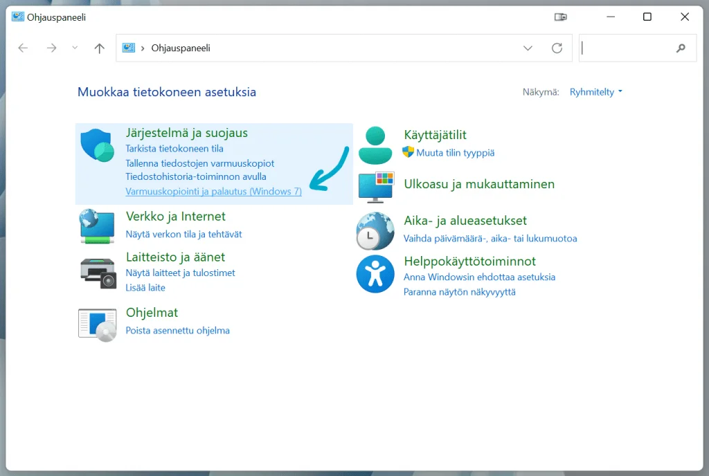 Windows 11 Varmuuskopiointi ja palautus