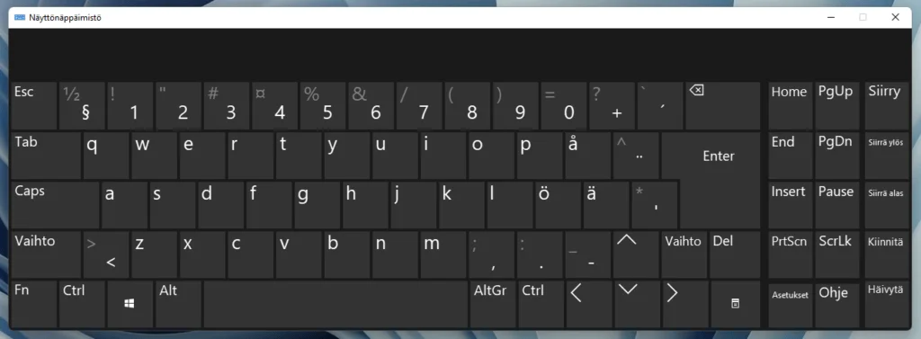 Windows näyttönäppäimistö